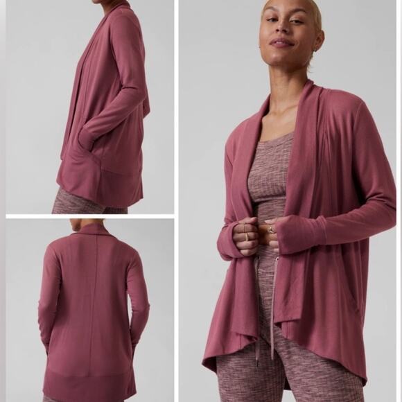 Athleta Pranayama Wrap in Tawny Rose Modal Blend Long Line Cardigan Sweater XS - Picture 1 of 9